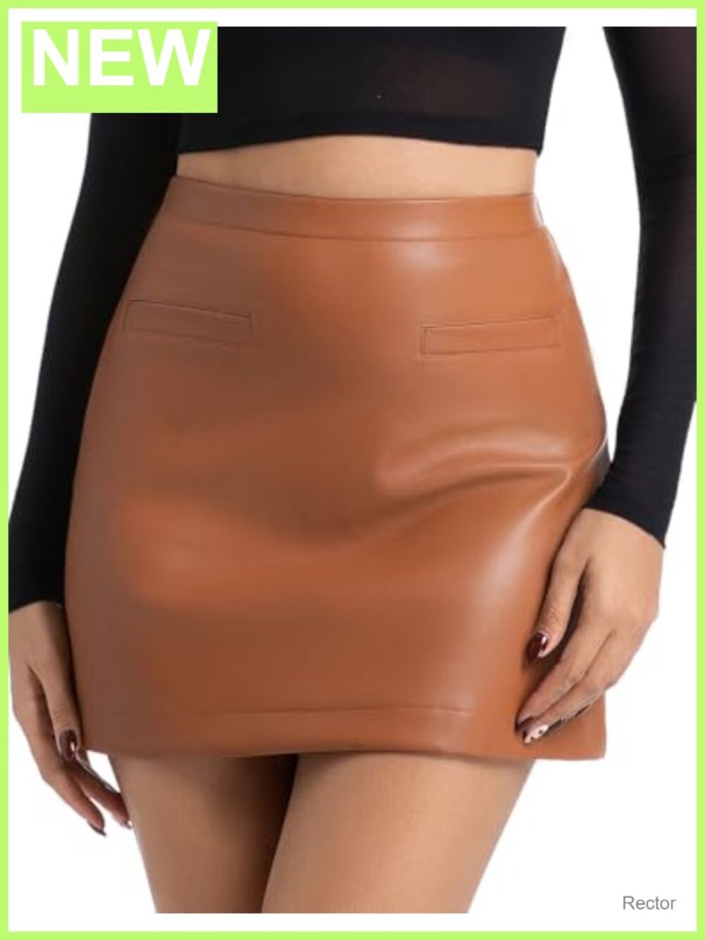 PU Leather Mini Skirt High Rise A-Line Side Zipper Party